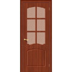 Дверь ПВХ Альфа Итальянский орех остекленная