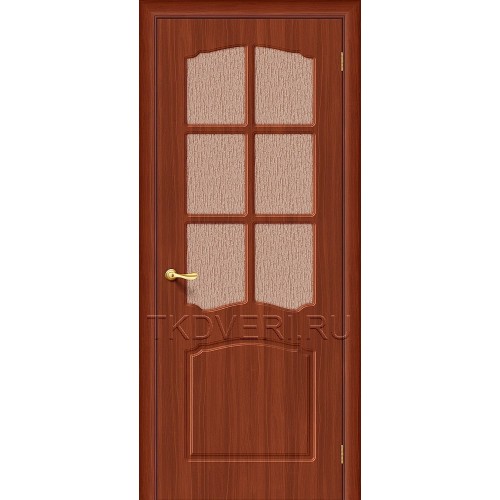 Дверь ПВХ Альфа Итальянский орех остекленная