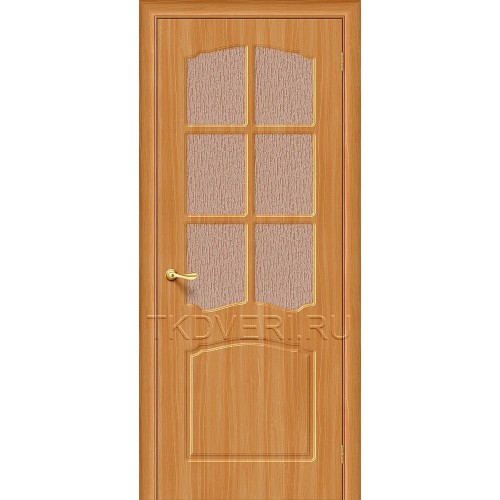 Дверь ПВХ Альфа Миланский орех остекленная
