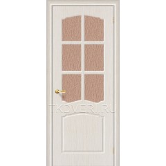 Дверь ПВХ Альфа Беленный дуб остекленная