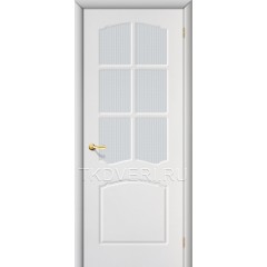 Дверь ПВХ Альфа Белый остекленная