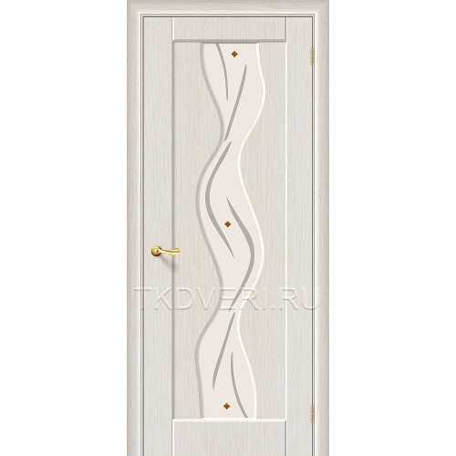 Дверь ПВХ Вираж Беленный дуб остекленная