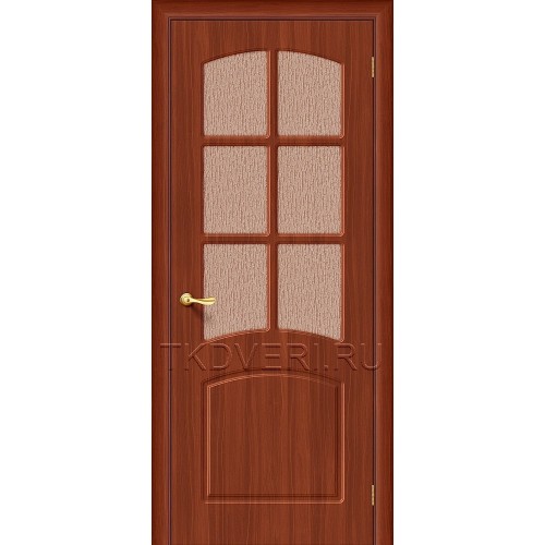 Дверь ПВХ Кэролл Итальянский орех остекленная