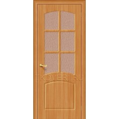 Дверь ПВХ Кэролл Миланский орех остекленная