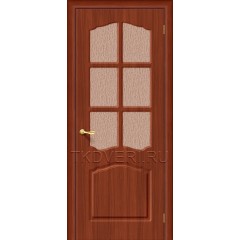 Дверь ПВХ Лидия Итальянский орех остекленная