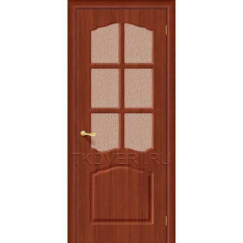 Дверь ПВХ Лидия Итальянский орех остекленная