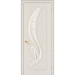 Дверь ПВХ Лотос Беленный дуб остекленная