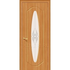 Дверь ПВХ Орбита Плюс Миланский орех остекленная