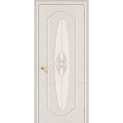 Дверь ПВХ Орбита Плюс Беленный дуб остекленная