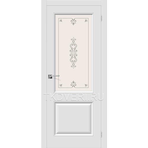 Дверь ПВХ Скинни-13 Белый остекленная