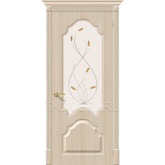 Дверь ПВХ Скинни-33 Беленный дуб остекленная