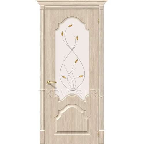 Дверь ПВХ Скинни-33 Беленный дуб остекленная