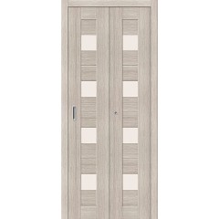 Дверь книжка экошпон Порта-23 Cappuccino Veralinga стекло сатинато белое