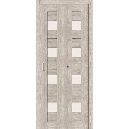 Дверь книжка экошпон Порта-23 Cappuccino Veralinga стекло сатинато белое