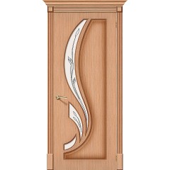 Лилия дуб межкомнатная шпонированная дверь со стеклом