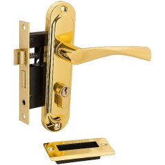 Замок цилиндровый с ручкой Алюминий G Золото 044-0026