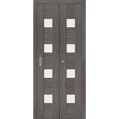 Дверь книжка экошпон Порта-23 Grey Veralinga стекло сатинато белое