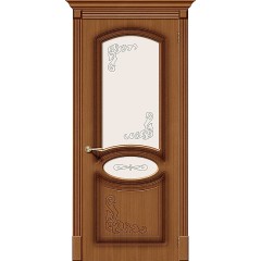 Азалия орех межкомнатная шпонированная дверь со стеклом