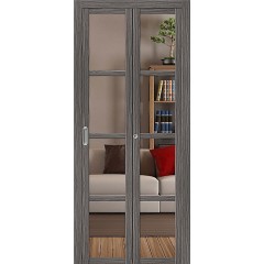Дверь книжка экошпон Твигги V4 Grey Veralinga стекло прозрачное
