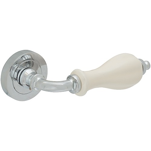 Ручка дверная Z-600 Хром/Слоновая кость