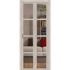 Дверь книжка экошпон Твигги V4 Cappuccino Veralinga стекло прозрачное