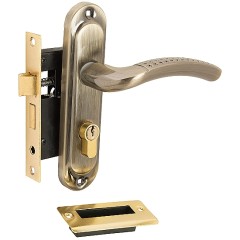 Замок цилиндровый с ручкой Алюминий AB Бронза 044-0022