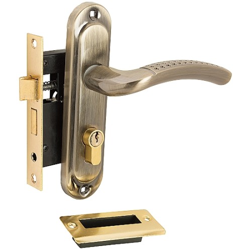 Замок цилиндровый с ручкой Алюминий AB Бронза 044-0022