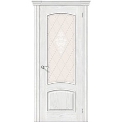 Дверь шпон Амальфи остекленная жемчуг