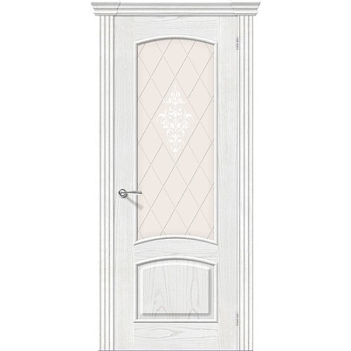 Дверь шпон Амальфи остекленная жемчуг