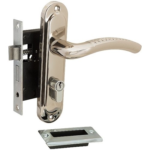 Замок цилиндровый с ручкой Алюминий NI Никель 044-0024