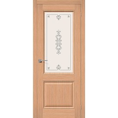 Статус-13 дуб межкомнатная шпонированная дверь со стеклом