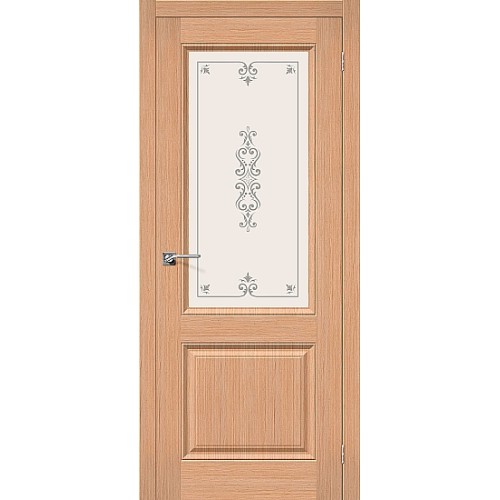 Статус-13 дуб межкомнатная шпонированная дверь со стеклом