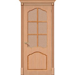 Каролина дуб межкомнатная шпонированная дверь со стеклом