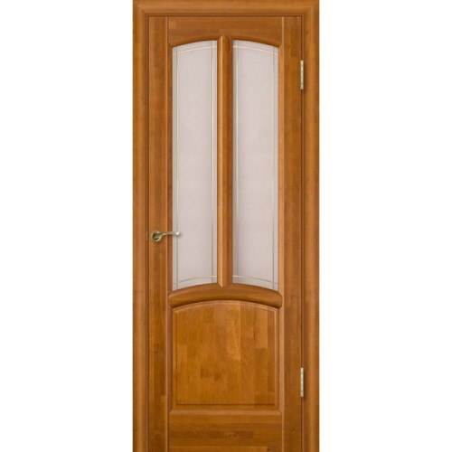 Дверь массив ольхи Виола остекленная Медовый орех