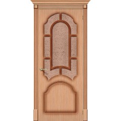 Соната дуб межкомнатная шпонированная дверь со стеклом