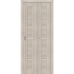 Дверь книжка экошпон Порта-22 Cappuccino Veralinga стекло сатинато белое