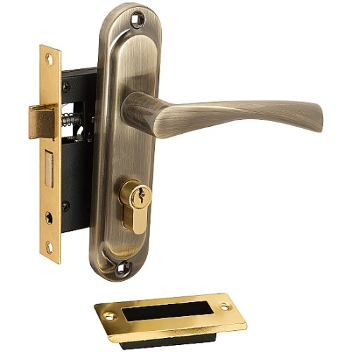 Замок цилиндровый с ручкой Алюминий AB Бронза 044-0025