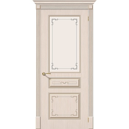 Дверь шпон Классика бел.дуб остекленная