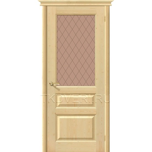 Дверь массив сосны М5 без отделки остекленная