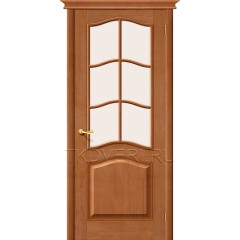 Дверь массив сосны М7 Светлый лак остекленная