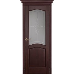 Дверь Ока массив ольхи-Лео Античный орех стекло