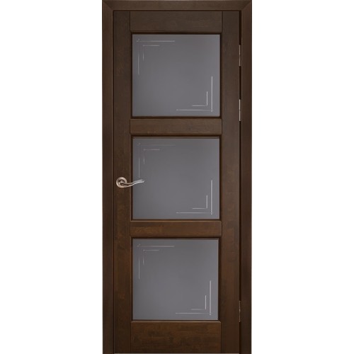 Дверь Ока массив ольхи -Турин Античный орех стекло